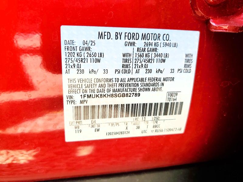 Aukcja sprzedaży 2025 Ford Explorer, vin: 1FMUK8KH8SGB82789, numer aukcji: 63477606