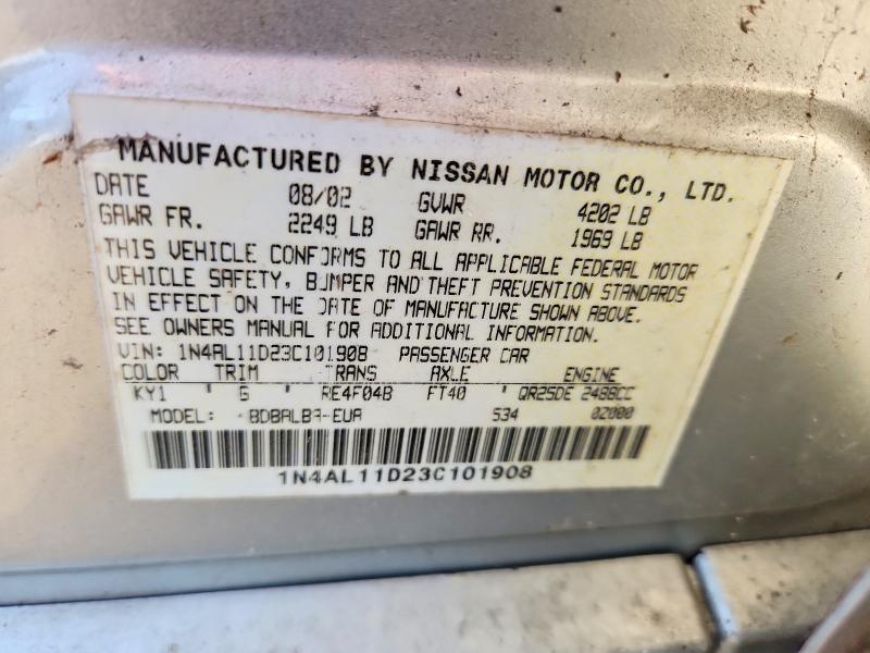 Продажа на аукционе авто 2003 Nissan Altima, vin: 1N4AL11D23C101908, номер лота: 60318406