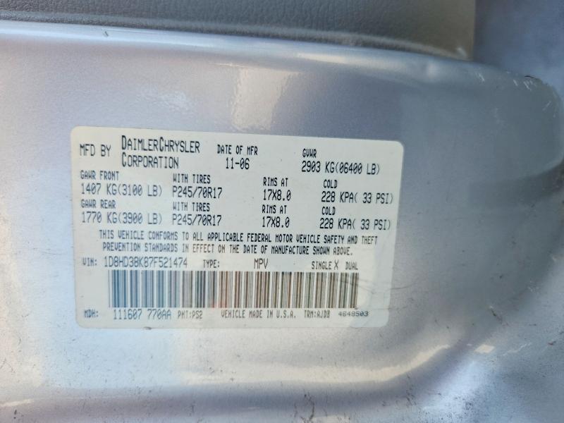 Aukcja sprzedaży 2007 Dodge Durango, vin: 1D8HD38K87F521474, numer aukcji: 60438996