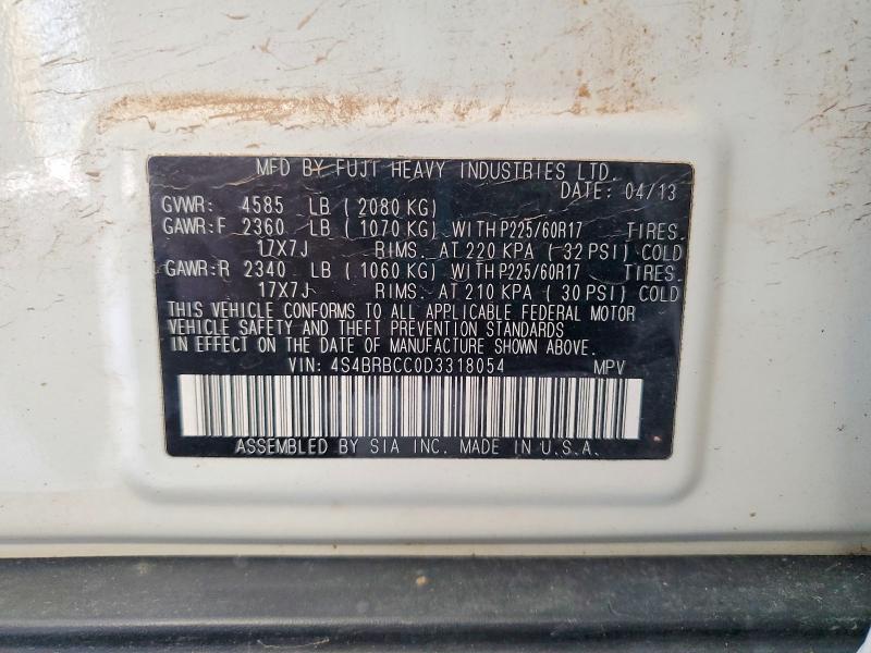 Продаж на аукціоні авто 2013 Subaru Outback, vin: 4S4BRBCC0D3318054, номер лоту: 59686266