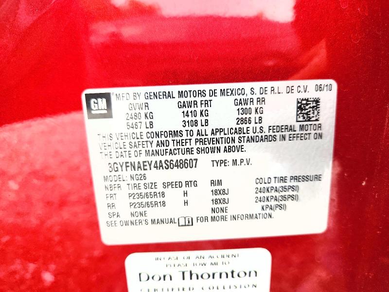 2010 Cadillac Srx მანქანა იყიდება აუქციონზე, vin: 3GYFNAEY4AS648607, აუქციონის ნომერი: 60710846