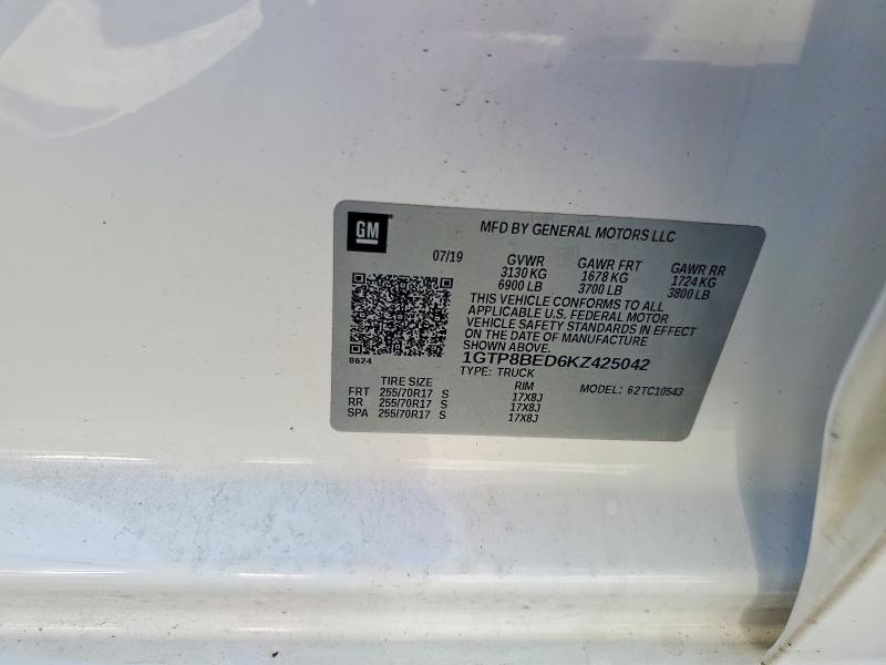 2019 Gmc Sierra მანქანა იყიდება აუქციონზე, vin: 1GTP8BED6KZ425042, აუქციონის ნომერი: 59050656
