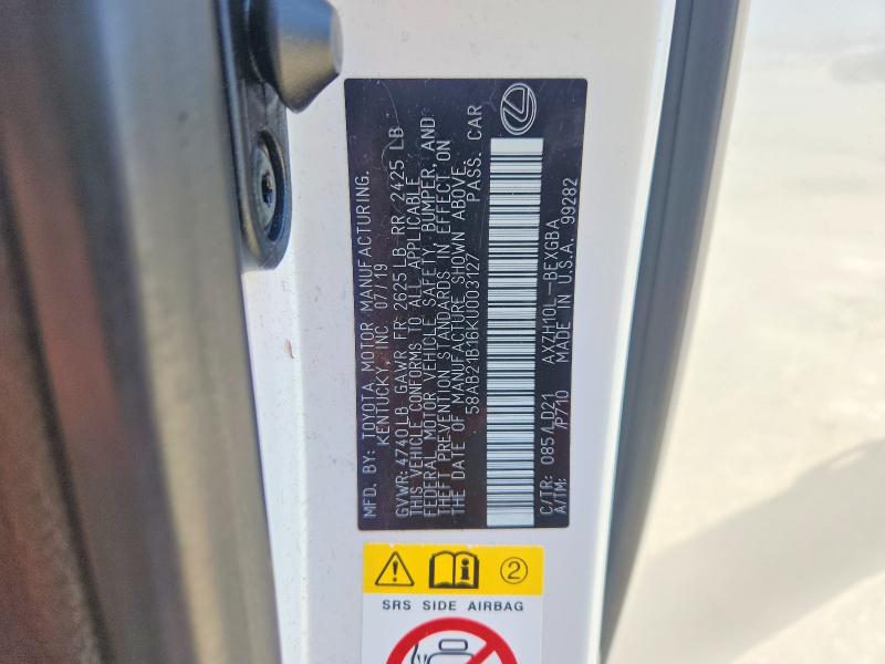 Aukcja sprzedaży 2019 Lexus Es, vin: 58AB21B16KU003127, numer aukcji: 61807176