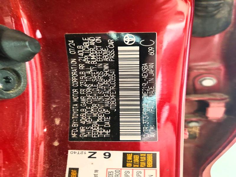 2024 Toyota Corolla Hybrid მანქანა იყიდება აუქციონზე, vin: JTDBCMFE7RJ035541, აუქციონის ნომერი: 59779896