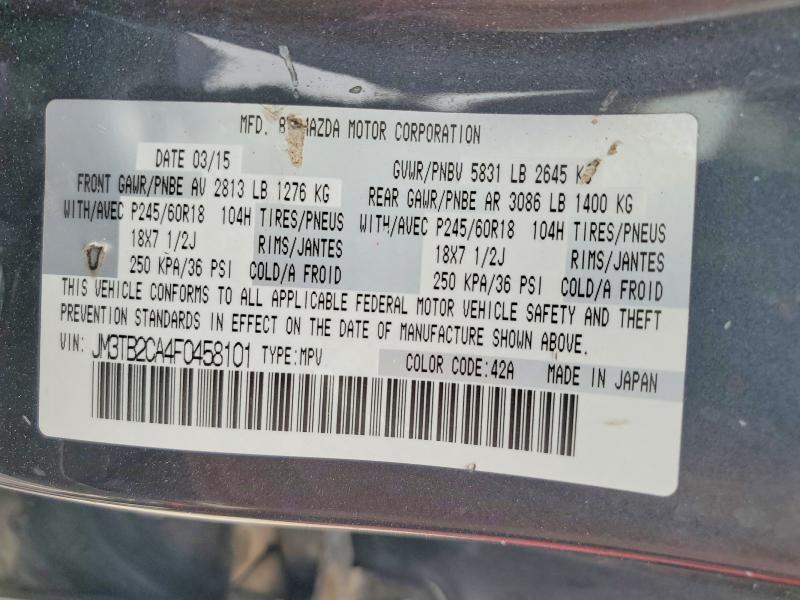Продаж на аукціоні авто 2015 Mazda Cx-9, vin: JM3TB2CA4F0458101, номер лоту: 60209426