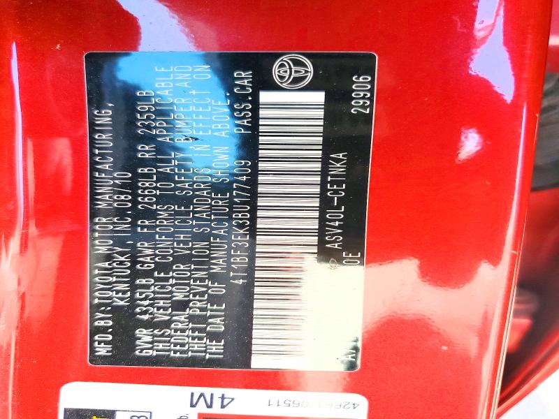 Aukcja sprzedaży 2011 Toyota Camry, vin: 4T1BF3EK3BU177409, numer aukcji: 60530376