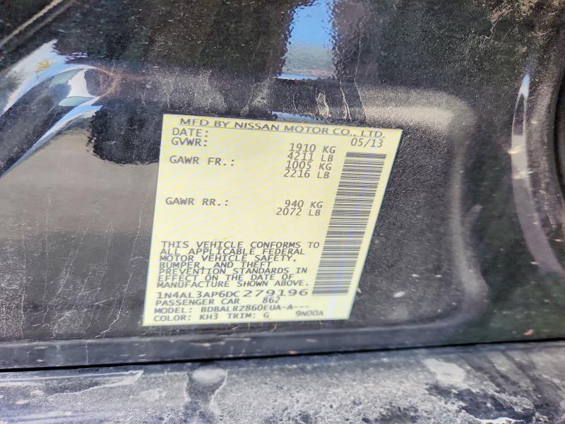 2013 Nissan Altima მანქანა იყიდება აუქციონზე, vin: 1N4AL3AP6DC279196, აუქციონის ნომერი: 62313536