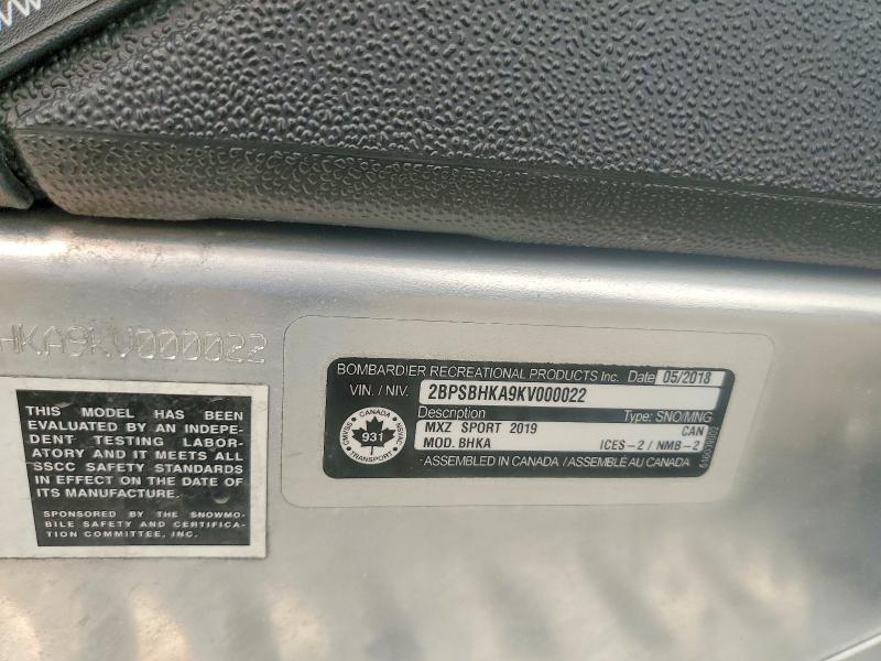 60943896 :رقم المزاد ، 2BPSBHKA9KV000022 vin ، 2019 Other Mxz مزاد بيع