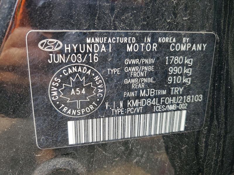 60022986 :رقم المزاد ، KMHD84LF0HU218103 vin ، 2017 Hyundai Elantra مزاد بيع
