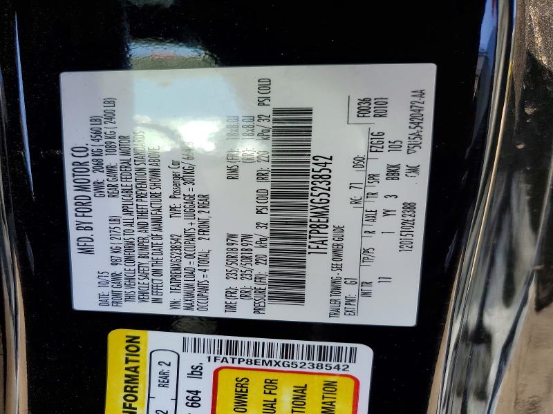 Aukcja sprzedaży 2016 Ford Mustang, vin: 1FATP8EMXG5238542, numer aukcji: 61735206