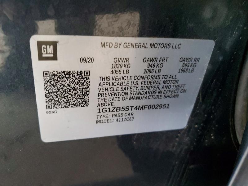 2021 Chevrolet Malibu მანქანა იყიდება აუქციონზე, vin: 1G1ZB5ST4MF002951, აუქციონის ნომერი: 61416196