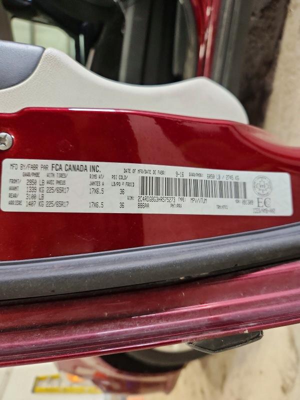 61157776 :رقم المزاد ، 2C4RDGBG3HR575273 vin ، 2017 Dodge Grand Caravan مزاد بيع