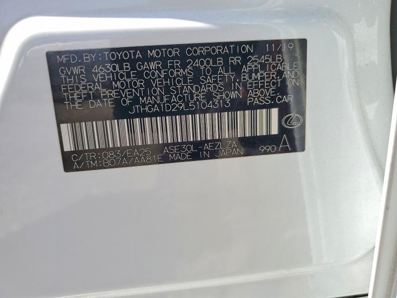 2020 Lexus Is მანქანა იყიდება აუქციონზე, vin: JTHGA1D29L5104313, აუქციონის ნომერი: 62089186