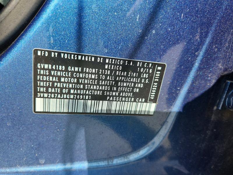 Продажа на аукционе авто 2016 Volkswagen Jetta, vin: 3VW267AJ8GM269181, номер лота: 62318286