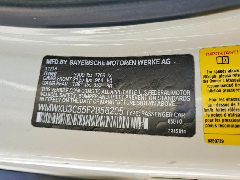 Продажа на аукционе авто 2015 Mini Cooper, vin: WMWXU3C55F2B56205, номер лота: 85972765