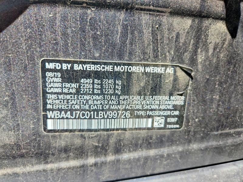 61617176 :رقم المزاد ، WBA4J7C01LBV99726 vin ، 2020 Bmw 440xi مزاد بيع