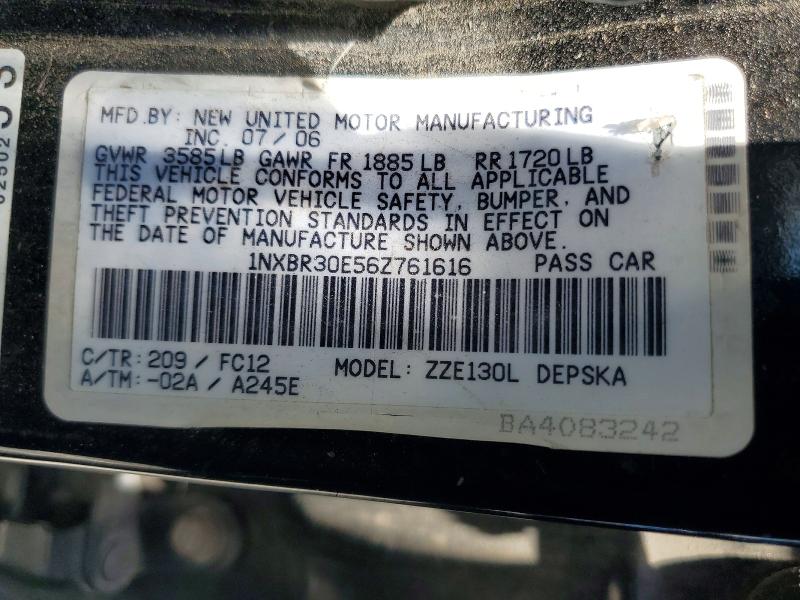 61187486 :رقم المزاد ، 1NXBR30E56Z761616 vin ، 2006 Toyota Corolla مزاد بيع