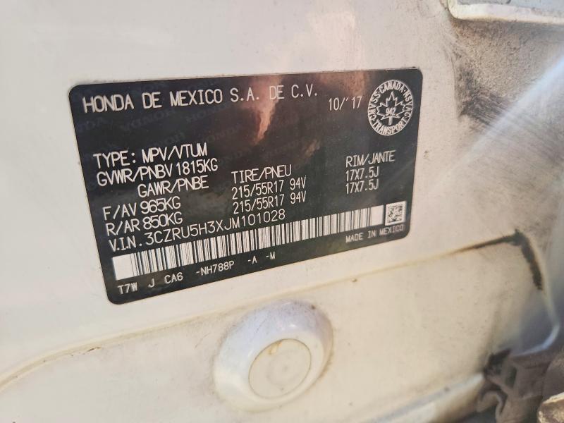 60122246 :رقم المزاد ، 3CZRU5H3XJM101028 vin ، 2018 Honda Hr-v مزاد بيع