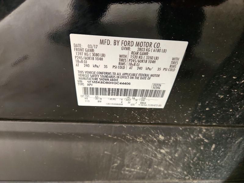 59861146 :رقم المزاد ، 1FM5K8D80HGC44406 vin ، 2017 Ford Explorer مزاد بيع