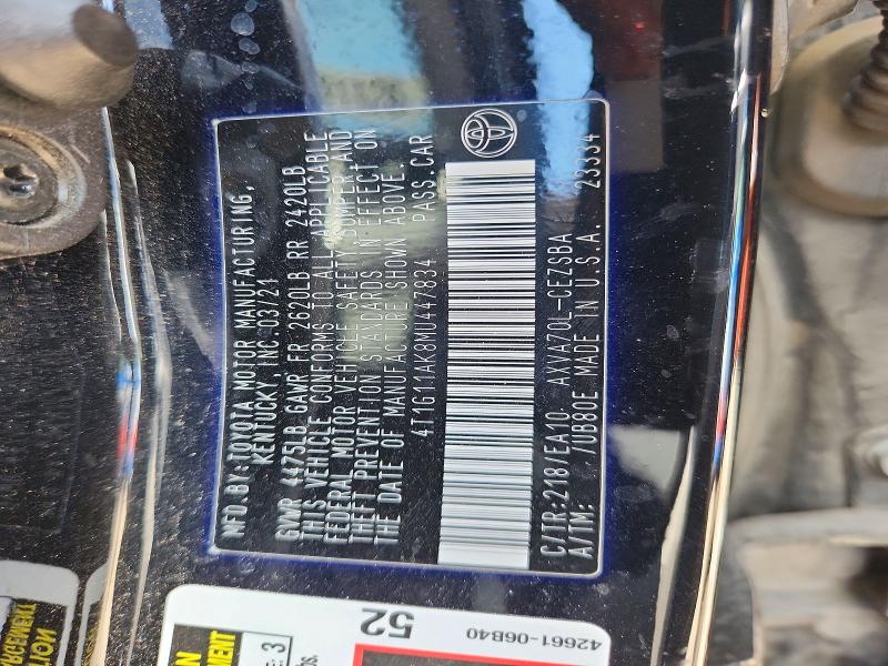 Aukcja sprzedaży 2021 Toyota Camry, vin: 4T1G11AK8MU447834, numer aukcji: 59331126
