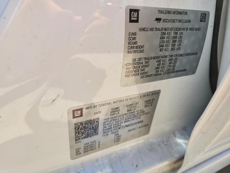 Продажа на аукционе авто 2021 Chevrolet Silverado, vin: 3GCUYDET7MG132498, номер лота: 59634666