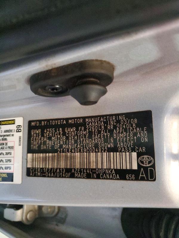 62399936 :رقم المزاد ، 2T1LE40EX9C004822 vin ، 2009 Toyota Corolla Matrix مزاد بيع