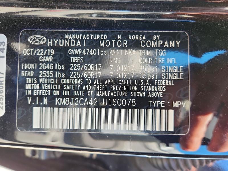 Продаж на аукціоні авто 2020 Hyundai Tucson, vin: KM8J3CA42LU160078, номер лоту: 59614736