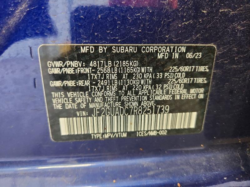 Aukcja sprzedaży 2024 Subaru Crosstrek, vin: JF2GUADC7R8251739, numer aukcji: 62327546