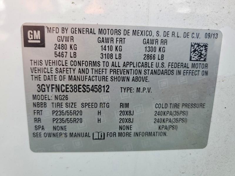 Aukcja sprzedaży 2014 Cadillac Srx, vin: 3GYFNCE38ES545812, numer aukcji: 61356536