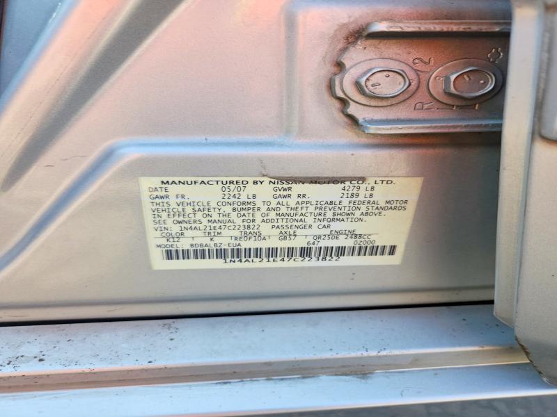 62863126 :رقم المزاد ، 1N4AL21E47C223822 vin ، 2007 Nissan Altima مزاد بيع