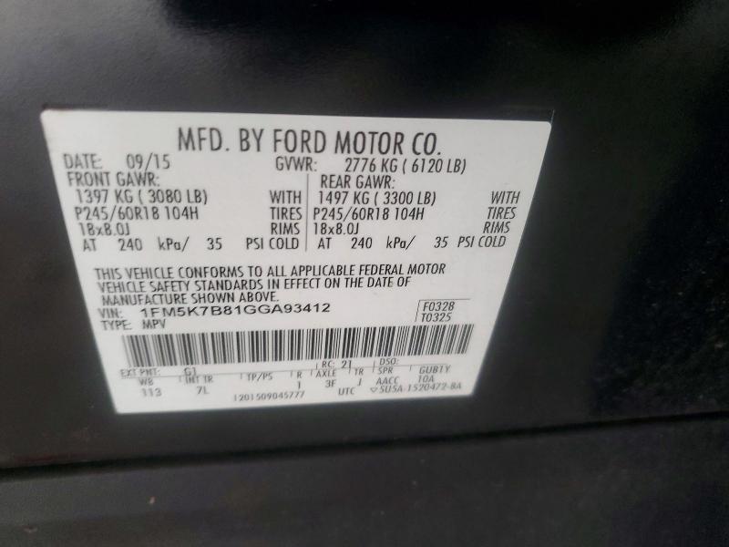 Продаж на аукціоні авто 2016 Ford Explorer, vin: 1FM5K7B81GGA93412, номер лоту: 61140696