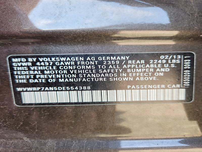 62197616 :رقم المزاد ، WVWRP7AN5DE554388 vin ، 2013 Volkswagen Cc مزاد بيع