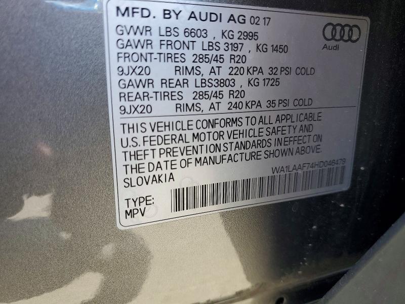 Aukcja sprzedaży 2017 Audi Q7, vin: WA1LAAF74HD046479, numer aukcji: 61392806