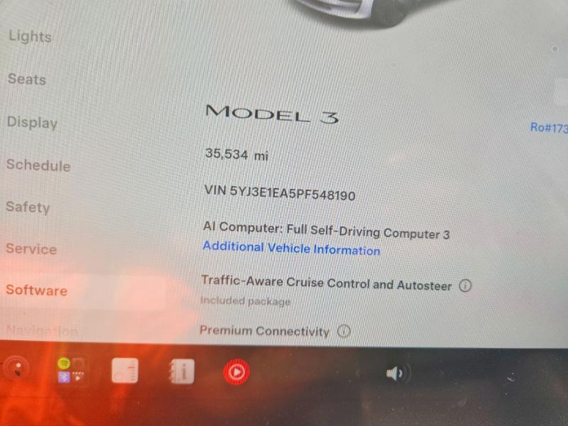 62099536 :رقم المزاد ، 5YJ3E1EA5PF548190 vin ، 2023 Tesla Model 3 مزاد بيع