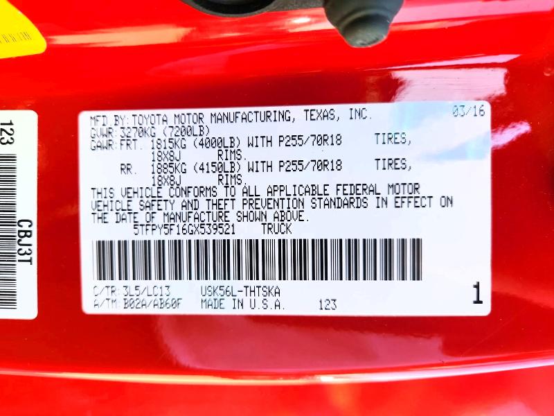 61344696 :رقم المزاد ، 5TFPY5F16GX539521 vin ، 2016 Toyota Tundra مزاد بيع