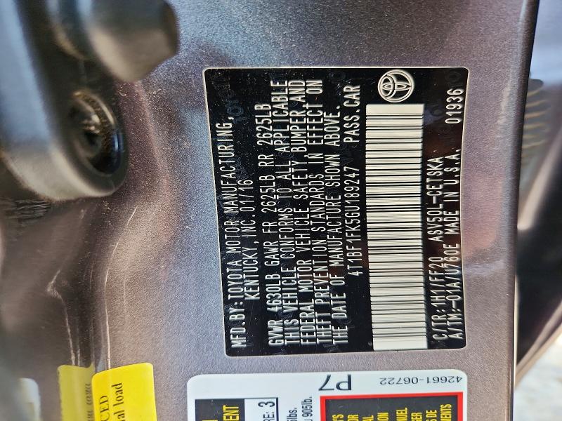 2016 Toyota Camry მანქანა იყიდება აუქციონზე, vin: 4T1BF1FK5GU189247, აუქციონის ნომერი: 63434206
