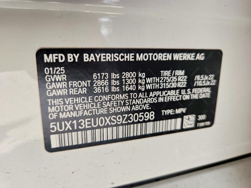 Продаж на аукціоні авто 2025 Bmw X5, vin: 5UX13EU0XS9Z30598, номер лоту: 62530676