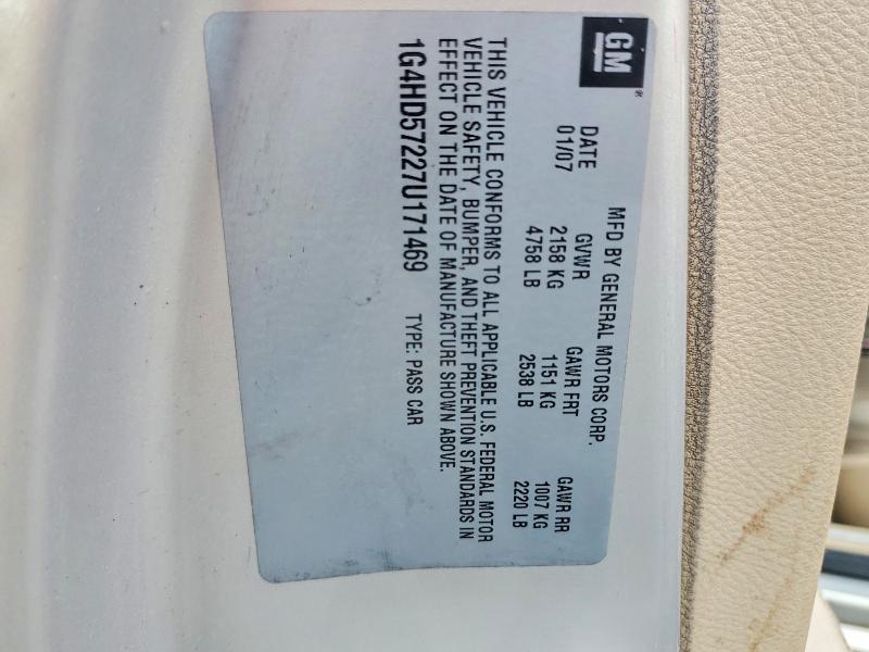 60863936 :رقم المزاد ، 1G4HD57227U171469 vin ، 2007 Buick Lucerne مزاد بيع