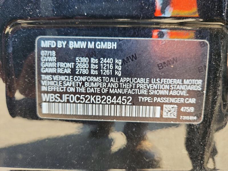 Продаж на аукціоні авто 2019 Bmw M5, vin: WBSJF0C52KB284452, номер лоту: 62673856
