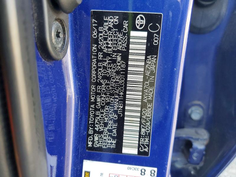 2018 Toyota Camry მანქანა იყიდება აუქციონზე, vin: JTNB11HK0J3011187, აუქციონის ნომერი: 60892316