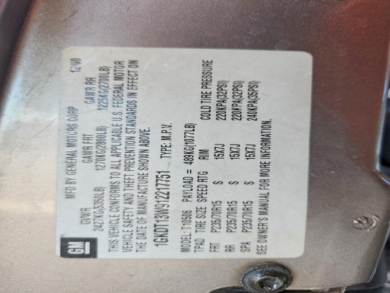 2001 Gmc Jimmy მანქანა იყიდება აუქციონზე, vin: 1GKDT13W912217751, აუქციონის ნომერი: 62341616