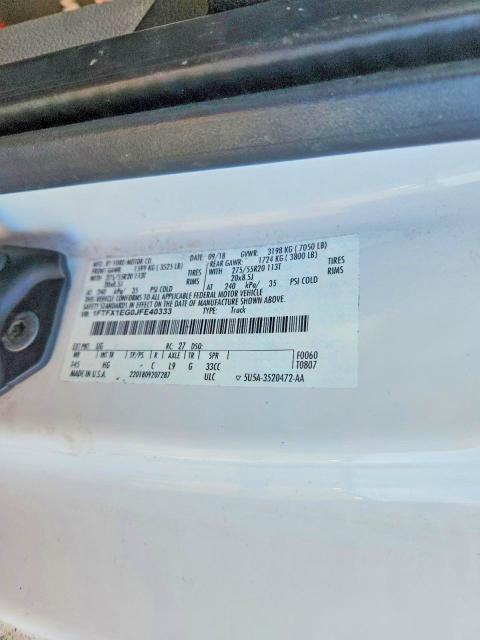 2018 Ford F150 მანქანა იყიდება აუქციონზე, vin: 1FTFX1EG0JFE40333, აუქციონის ნომერი: 62143596