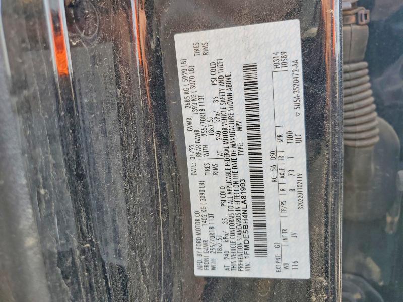 2022 Ford Bronco მანქანა იყიდება აუქციონზე, vin: 1FMDE5BH4NLA81993, აუქციონის ნომერი: 63709506