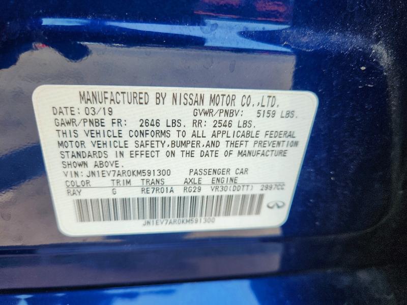 Продажа на аукционе авто 2019 Infiniti Q50, vin: JN1EV7AR0KM591300, номер лота: 60964906