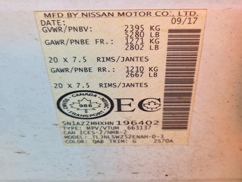 Продаж на аукціоні авто 2017 Nissan Murano, vin: 5N1AZ2MHXHN196402, номер лоту: 62437046