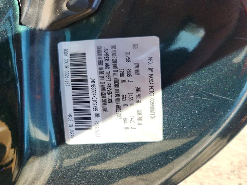 59968316 :رقم المزاد ، JM1NB3534X0102755 vin ، 1999 Mazda Mx-5 Miata مزاد بيع