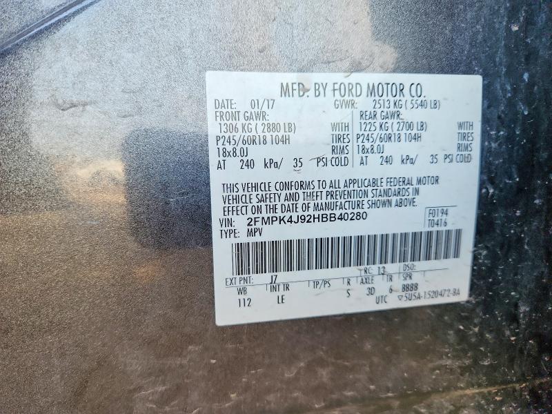 Aukcja sprzedaży 2017 Ford Edge, vin: 2FMPK4J92HBB40280, numer aukcji: 59586436