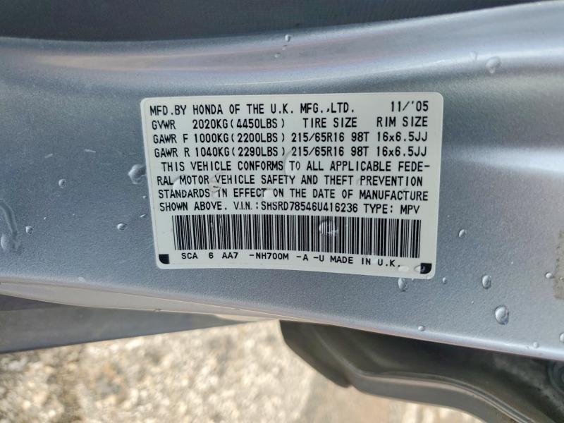 60572256 :رقم المزاد ، SHSRD78546U416236 vin ، 2006 Honda Cr-v مزاد بيع