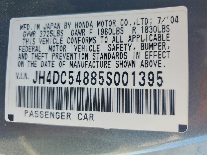 2005 Acura Rsx მანქანა იყიდება აუქციონზე, vin: JH4DC54885S001395, აუქციონის ნომერი: 59304446