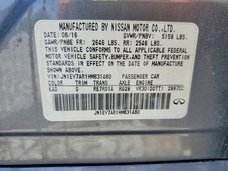 Aukcja sprzedaży 2017 Infiniti Q50, vin: JN1EV7AR1HM831480, numer aukcji: 63472976
